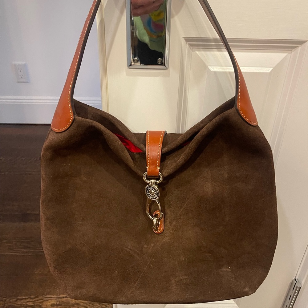 Dooney and Bourke Brown Suede Hobo Shoulder Bag